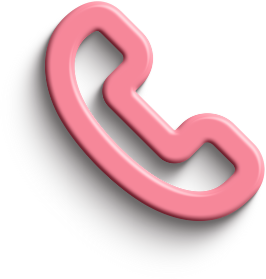 Pink 3D phone icon with drop shadow